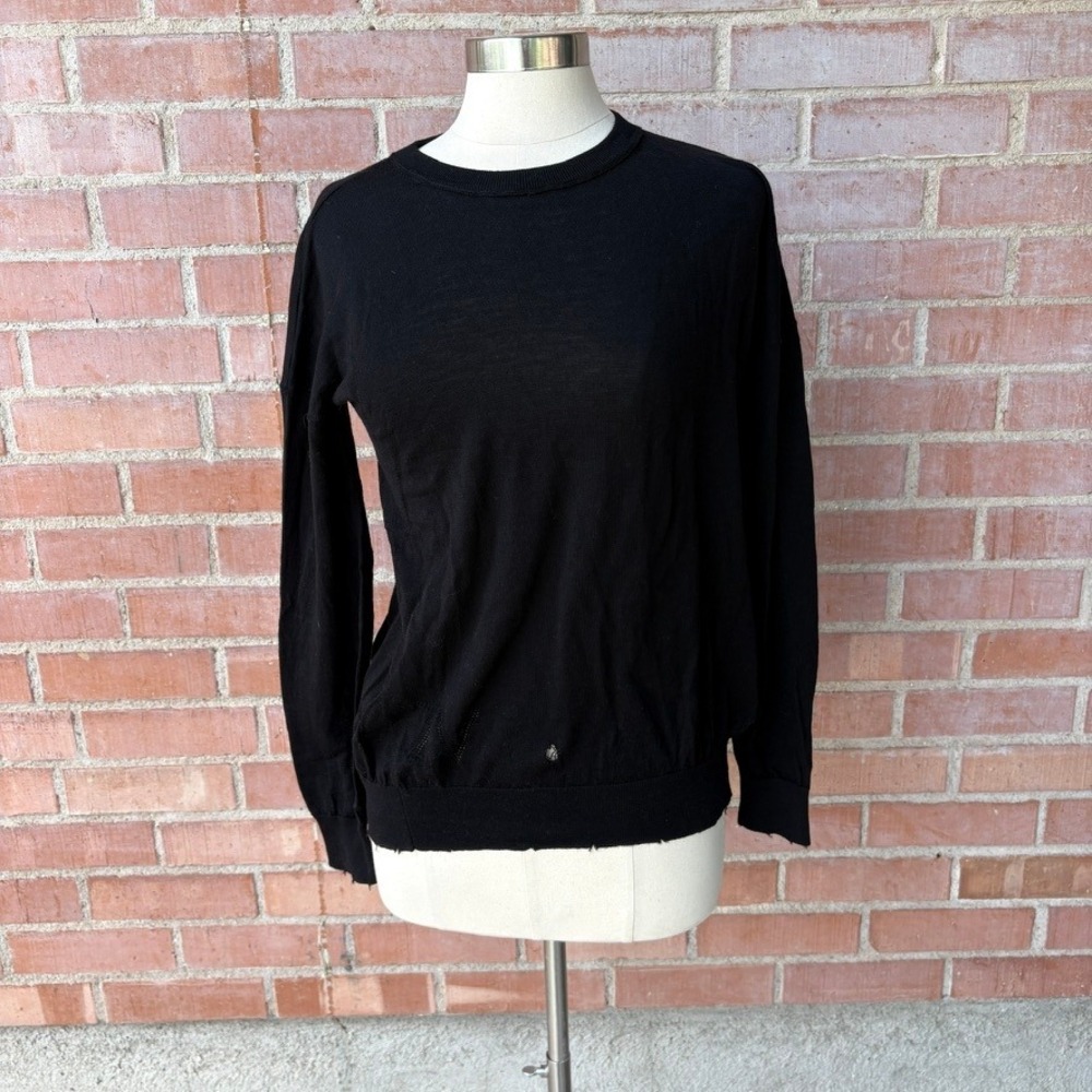 Zadig & Voltaire Black Cici Patch Heart Sweater Gold Elbow Patches Size M‎ FLAWS